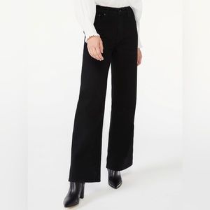 NWT Free Assembly Full Wide Straight High Rise Black Denim Size 16 Short